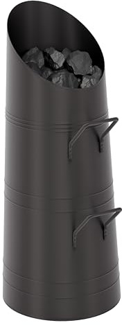 FIRE VIDA Coal Hod Range – Modern Black Fireside Coal Scuttle with Handles (H56 x W21 x D32 cm)