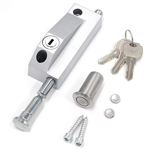 MY MIRONEY Sliding Door Lock for Window Glass Patio Doors Silver Auxiliary Security Lock(Uses Yale Lock Keyway)