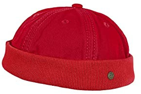MADSea Herren Dockermütze Denim Washed | Dockercap ohne Schirm Rollmütze als Segelmütze im Vintage-Stil für den Alltag, Farbe:rot