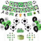 Zu den Dekorationen mit Fußballmotiven gehören Happy Birthday-Banner, Fußballfahnen, Ballonkuchendekorationen, Kindergeburtstage, die für 20 Gäste verfügbar sind (A)