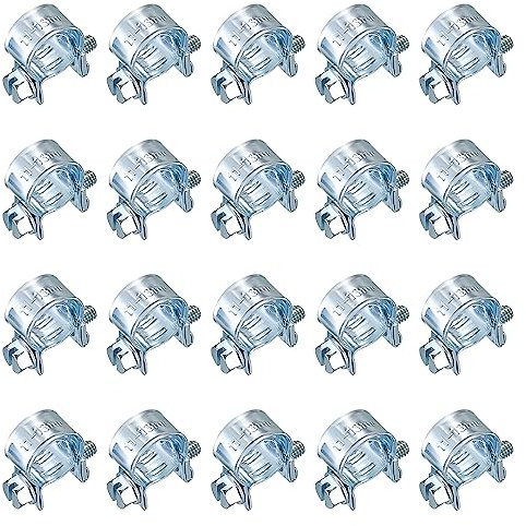 20 Pcs Mini Hose Pipe Clamps, Fuel Injection Hose Clamps, Adjustable Petrol Pipe Tube Hose Clips Clamps for Automobiles Water Pipe Plumbing Mechanical Application - 11-13mm