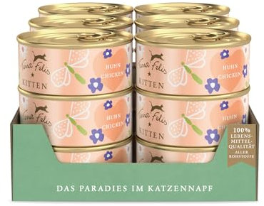 TERRA FELIS Kitten Huhn Nassfutter I Premium Kittennahrung in 100% Lebensmittelqualität Aller Rohstoffe I 90% Fleischanteil, getreidefrei I Alleinfuttermittel (18x70g)