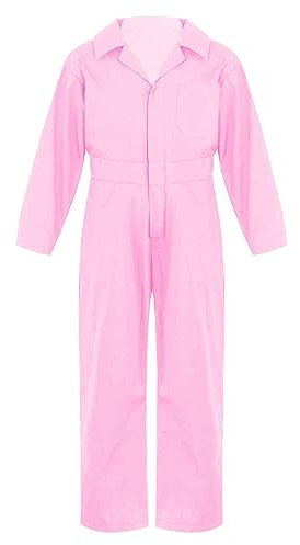 YiZYiF Unisex Kinder Overall Arbeitsoverall Mechaniker Klempner Maleroverall Sport Jumpsuit Einteiler Jogginganzug Rosa 110-116