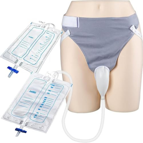urinbeutel für männer Tragbarer, wiederverwendbarer Urinbeutel für Männer, Urinsammler aus Silikon, Urinbeutel für ältere Menschen mit 2 Urinkatheterbeuteln, 1000 ml und 2000 ml,Normal male