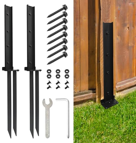 Gute Lot de 2 piquets de clôture robustes pour réparation de clôtures en bois incliné/cassé, portail, panneau, boîte aux lettres