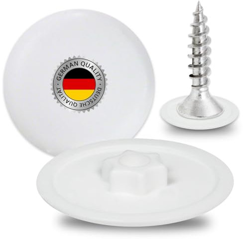 Möbel Abdeckkappen kompatibel mit Torx Schrauben – weiß - Torx Schraubenabdeckung (50, T15)