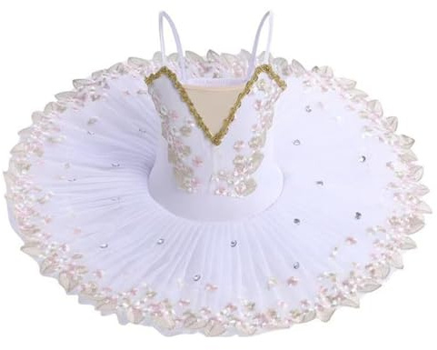 SYDUZAX Fille Robe de Ballet Justaucorps Spaghetti Straps Décalcomanie Brodée Tenue Classique avec Tutu Tulle Plateau Lac des Cygnes Enfant Robes de Danse Gymnastique Princesse Pour Filles 1-14Y