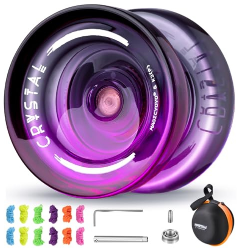 MAGICYOYO Crystal Yoyo K2, Responsive Trick Yoyo for Kids & Beginners | Trick Yo-Yo for Finger Spin, Dual Purpose Yo Yo with Unresponsive Mode, Plastic Yoyos with 12 Strings, Bearing Kit, Case
