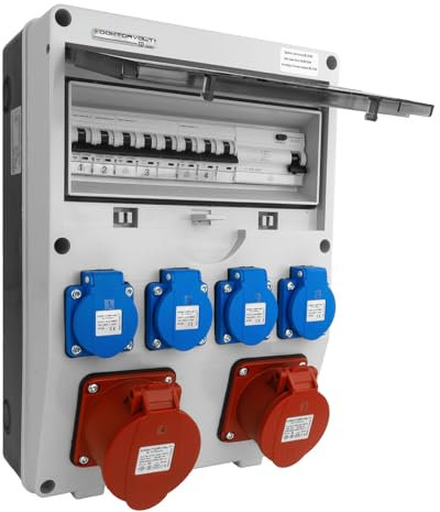 Doktorvolt Répartiteur de courant de chantier - Répartiteur mural - Interrupteur FI LS TGD-S/FI 32A/16A 4 x 230 V