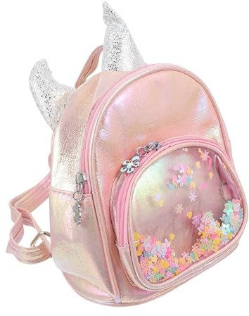TOYANDONA Mochila Escolar Mini Unicornio para Niñas con Diseño de Lentejuelas Bolsa de Almacenamiento Duradera y Fácil de Limpiar para Guardería y Primaria Color Rosa