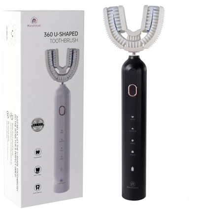 Magentak Ultrasonic U-Shaped Toothbrush for Adults, Electric Toothbrush has 23760 Nylon Bristles,Automatic 360-degree Cleaning and Waterproof IPX7, 4 Modes for Teeth Whitening (Black)