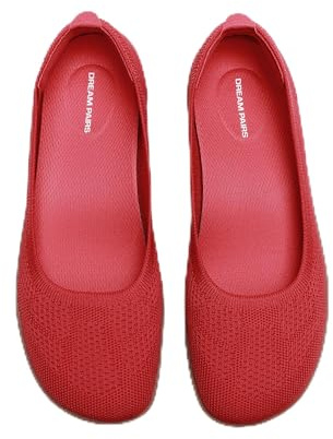 DREAM PAIRS Womens Ballet Wide Toe Arch Support Knit Flats | Arch Support with 8 mm Insole Cushions, Foldable, Easy to be Tucked, Non-slip Sole, Breathable Knit Upper, Barefoot Comfort