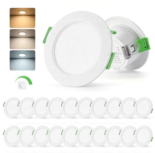 Leselux Led-inbyggd strålkastare, 230 V, dimbar, 55 mm - 68 mm, hål, 4 W, badrumsstrålkastare, IP44, varmvitt, 3000 K, neutralvitt, 4000 K, kallvvitt, 6000 K, takmonterade strålar, inbyggda strålar