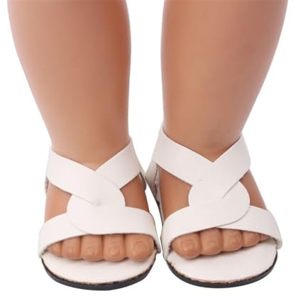 Uterui Sandalias para muñeca de 46 cm (18 Pulgadas), Zapatos Planos Blancos para muñeca Americana, Accesorio de Disfraz