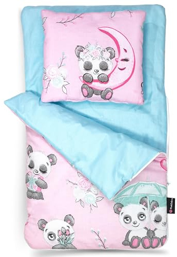 PinkZebra Lot de 2 sacs de couchage pour poupées avec coussin réversible ours panda rose