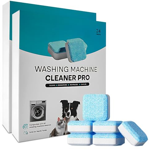 XPJBKC 48 Pezzi Pastiglie Lavatrice, Cura e Pulizia Profonda Lavatrice, Pulitore e Anticalcare Efficace, Rimuove Sporco e Odori