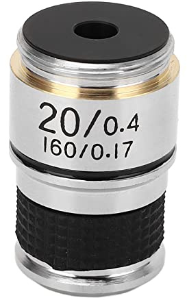 Keenso Lente Objetivo de Microscopio 20X Latón Duradero Cromado para Microscopios Biológicos Profesionales - 1 Unidad