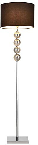 lux.pro Lampada da Terra Alta 155 cm Lampada a Stelo con 4 Sfere Decorative Piantana con Paralume Cilindrico Nero