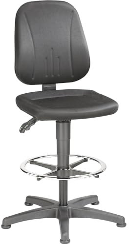 bimos Siège d'atelier à hauteur réglable par lift à gaz - habillage tissu - noir, avec patins et repose-pieds circulaire - Chaise Chaise d'atelier Chaise universelle Chaises Chaises d'atelier Chaises universelles Siège d'atelier Siège pivotant Sièges