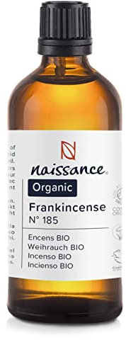 Naissance Olio Essenziale di Incenso BIO (No. 185) - 100ml - Puro, Certificato Biologico, Vegan, Cruelty Free, Distillato a Vapore e Non Diluito - Aromaterapia, Massaggio, Diffusori - Aroma Calmante
