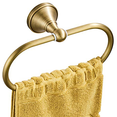 Flybath Anneau-Torchon Porte-Serviette Ovale en Laiton Antique Support-Serviette pour Accessoires de Cuisine Salle de Bain fixé au Mur, Bronze brossé