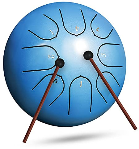 INMAKER Stahlzungentrommel 8 Noten 15,2 cm C-Key Hand Pan Panda Drum Percussion Instrument mit Schlägel Musikbuch für Erwachsene Kinder Musikunterricht Yoga