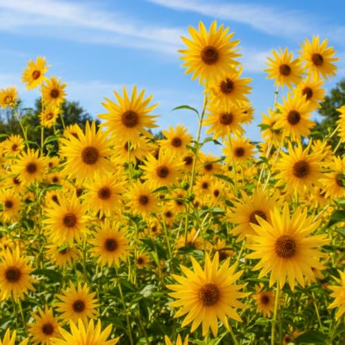Giant Maximillian Sunflower Seeds - 500+ Seeds for Planting - Perennial Tall, Clump-Forming Prairie Sunflowers with Multiple Yellow Blooms – Pollinator-Friendly, Native North American Garden Plants