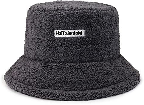 Bob Mütze Winter Thermische Basin Hut aus Wolle Chic Melonenhut Glockenmütze Elegant Fischerhut Stickerei Buchstaben Mode Mütze Casual Reise Hochzeit Shopping für Damen Mädchen, grau, 58/60 cm