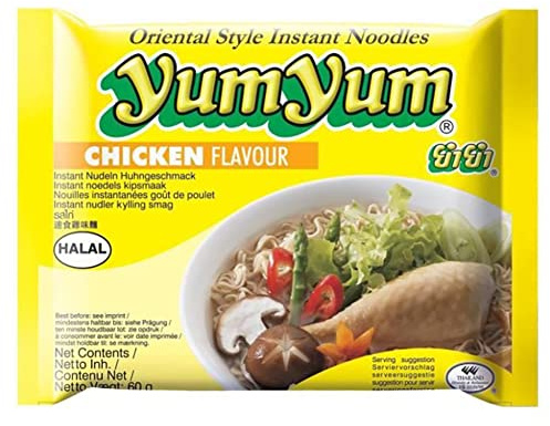 Yumyum Nouilles Instantanées au Poulet, Soupe de Nouille saveur Poulet 60g (Carton de 30 sachets)