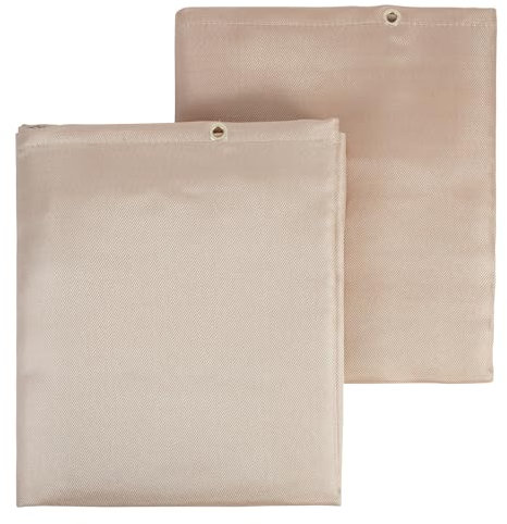 VEVOR Couverture de Soudage Ignifuge, Lot de 2 Couverture Anti-feu Fibre de Verre Traité Thermique 123x183,5 cm Résistante à la Chaleur 537 ℃ Tapis Protection Isolant Découpable avec Œillets Métalliqu