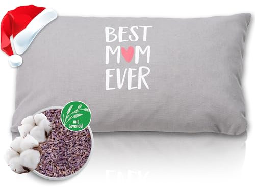 Herbalind Lavendelkissen Geschenk für Mama zum Muttertag Muttertagsgeschenk - Best Mom Ever Kissen Duft Lavendel Geburtstagsgeschenk Weihnachten Geschenk-Idee von Tochter Sohn - 30x20 cm in Grau