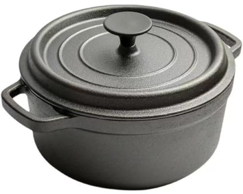 NNYCC Gjutjärnsgryta med lock Förkryddat gjutjärn holländsk ugnsgryta 24 cm ugnssäker upp till 250°F Värm upp jämnt,20CM