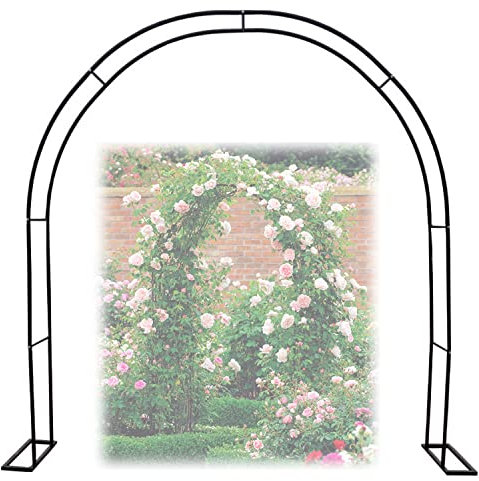 Rusoof - Arco de metal para jardín con tubo de 19 mm de diámetro, resistente, soporte de arco de jardín para plantas trepadoras, ancho ajustable de 2,0 m a 1,2 m, altura de 2,3 m a 2,2 m