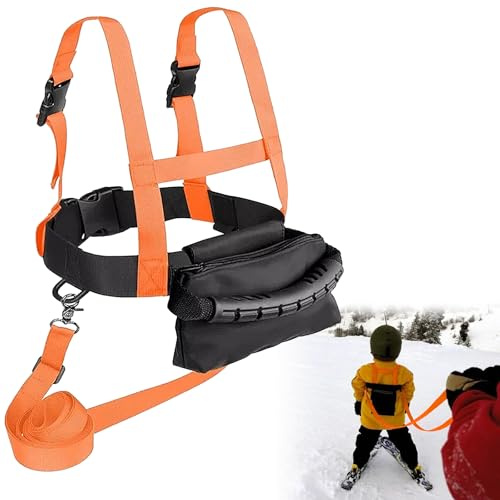 Harnais de Ski pour Enfants, Entraîneur de Harnais Ski, Harnais d'entraînement avec Laisse et Sac Amovibles, Harnais Sécurité le Ski pour Enfants, Skateboard, Ski, Entraînement de Patinage sur Glace