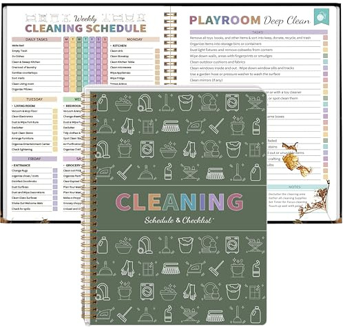 Adhd Cleaning Planner for Adults Women, Cleaning Schedule and Checklist Organizer, Household Cleaning Planner with Daily/Weekly/Monthly Task,for Home, Family Cleaning Tasks, DIY Home Improvement - Green