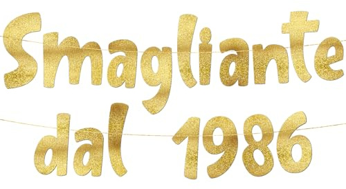 40° Compleanno Striscione Smagliante Dal 1986 Oro Glitterato – Decorazioni Compleanno Divertenti, Gadget & Regali per Lei e Lui
