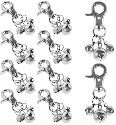 Toyvian Campanellini per Collare di Cani e Gatti in Acciaio Inox 304 Set da 10 Pezzi con Fibbia Regolabile Campanellini Piccoli per Animali Domestici Accessori per Localizzazione e