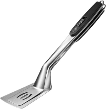 Pinzas de acero inoxidable, pinzas de parrilla para barbacoa, espátula de bloqueo 2 en 1, pinzas de cocina de metal, accesorios de parrilla para carne, pescado, freír, hogar, cocina, restaurante