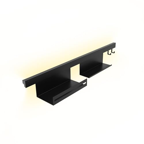 kalb | Lamina Relingsystem Set zur Wandmontage mit USB-C, Farbwechsel CCT LED-Beleuchtung, modularer Organisation für Küche und Bad beleuchtete Küchenablage (Mit USB-C, 900mm)