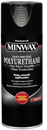 Minwax Fast Drying Polyurethane Spray, Protective Wood Finish, Clear/Warm Gloss, 11.5 oz. Aerosol Can ( Packaging May Vary)