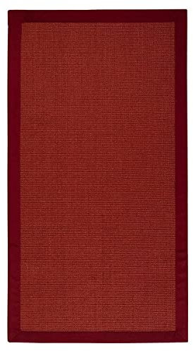 casa pura® Amazonas Sisal-Teppich mit Baumwoll-Bordüre, rutschfeste Latex-Unterseite, Rot, 160 x 230 cm, mehrere Farben und Größen erhältlich