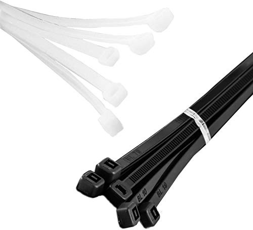 MutecPower Fascette per Cablaggio Lunghe 67cm Nero e Bianco 10-Pack in Nylon Robusto, Tenuta 80 kg - 8.8x670mm