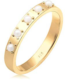 Elli Ring Damen Elegant Schlicht mit Synthetische Perlen aus 925 Sterling Silber