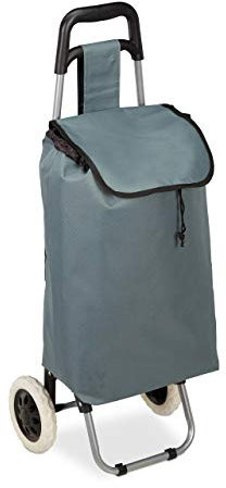 Relaxdays 10027828_111 Chariot de courses pliable sac amovible 28 L,caddie pour achats roulettes HlP 92,5x 42 x 28 cm,gris, 1