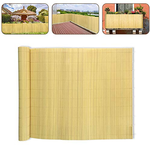 UISEBRT Esterilla de protección visual de PVC, protección contra el viento, protección solar para balcón, jardín y terraza, 180 x 700 cm, bambú