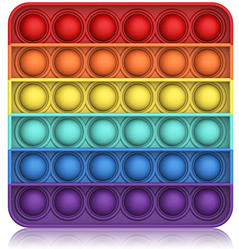 Bdwing Push and Pop Bubble Sensory Fidget Toy, Silikon Sensorisches Angst Relief Finger Toys, Antistress Geschenk für Jungen, Mädchen, Teenager, Gesellschaftsspiele Spielzeug (Rainbow, Square)