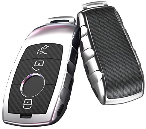 Gleamydot Coque Clé Compatible avec Etui Clef Mercedes Benz Classe A B C E CLA CLE GLA GLA GLE GLK Protection Clé de Voiture Accessoires (Argent)
