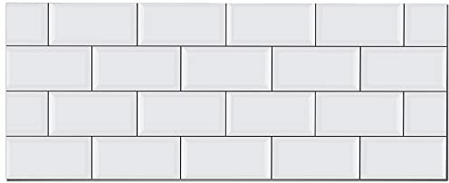 Panorama Frente de Cocina Adhesivo - Modelo Azulejo Ladrillo Blanco 60x300 cm - Vinilo Protector de Pared para Salpicaduras - Cenefa Decorativa Resistente al Calor y Agua