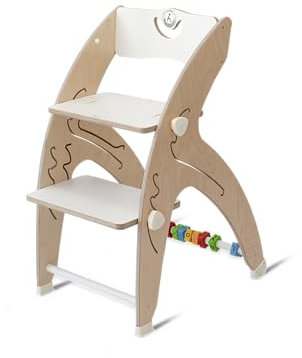QuarttoLino 9 -in- 1 Baby - Hochstuhl aus Holz/Kinderhochstuhl ab 6 Monaten, mitwachsend, höhenverstellbar, bis 150 kg belastbar Mini Set