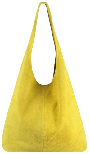 Modarno Umhängetasche Damen Wildleder Clutch Umhängetasche Shopper Damen Echt Leder, gelb